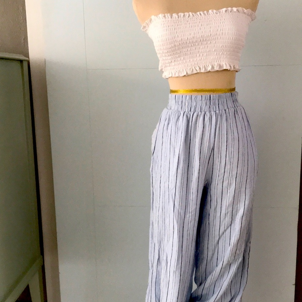 2PIECE!!! White Crop Top and cotton Pants